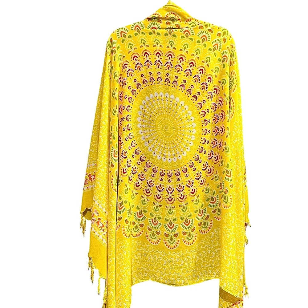 Colorful Yellow Mandala Shawl/Sarong